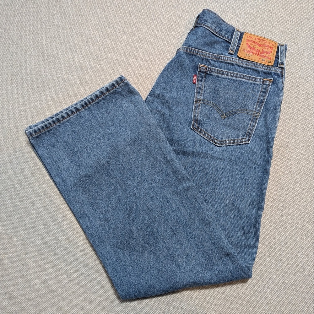 Levis 517 Mens 36x30 Blue Bootcut Denim Jeans Pants Cotton Zip Fly